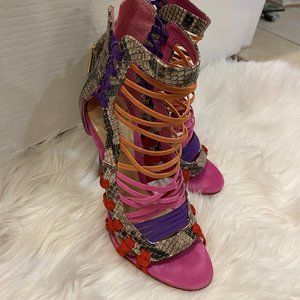 Schutz Ermmana Snake Multicolor Vibrant Strappy Si